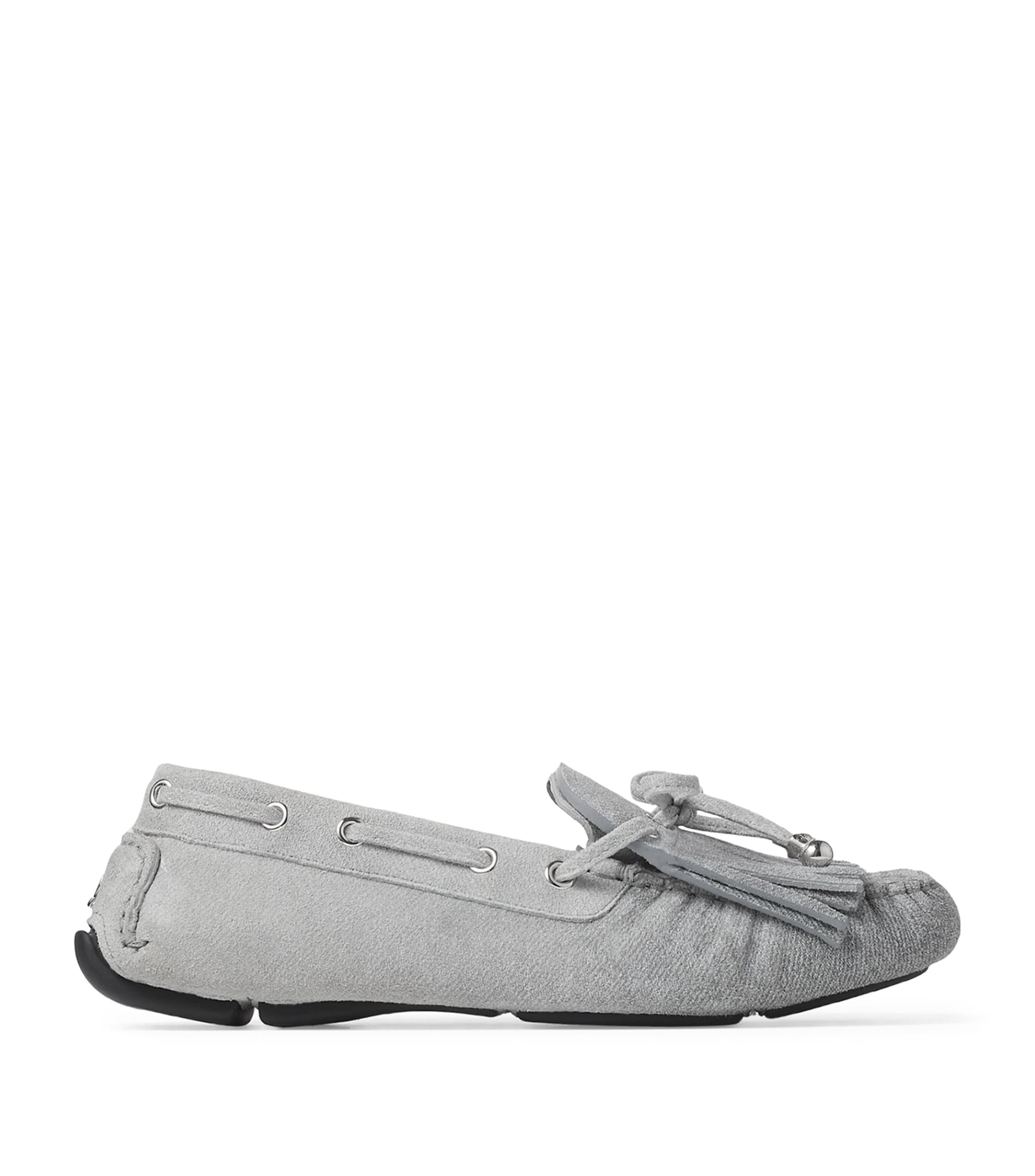 Jimmy Choo Womens Manon Flat Suede Loafers Dove/silver Image 1