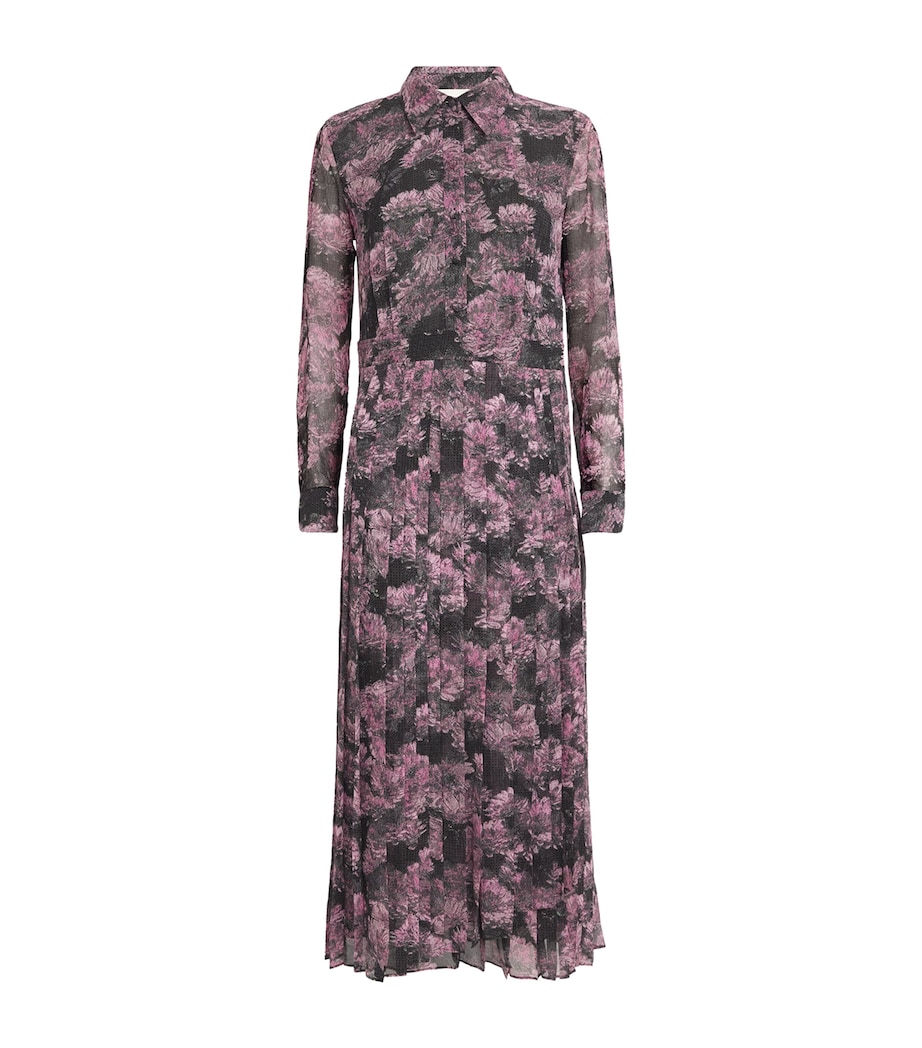 Silk Printed Midi Dress PINK PIXEL FLORAL Image 1