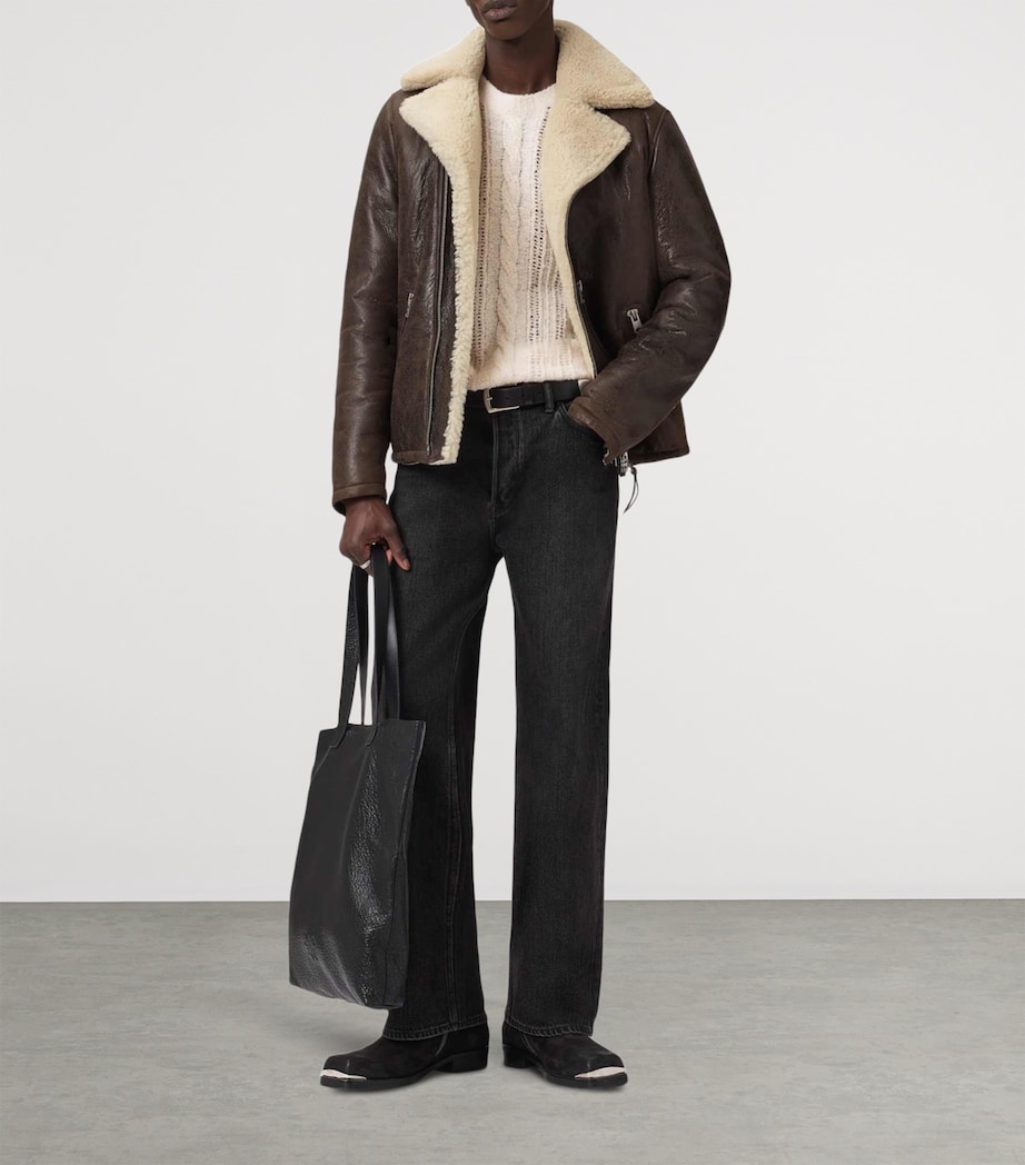 Leather Xylon Biker Jacket BARKWOOD BROWN Image 3