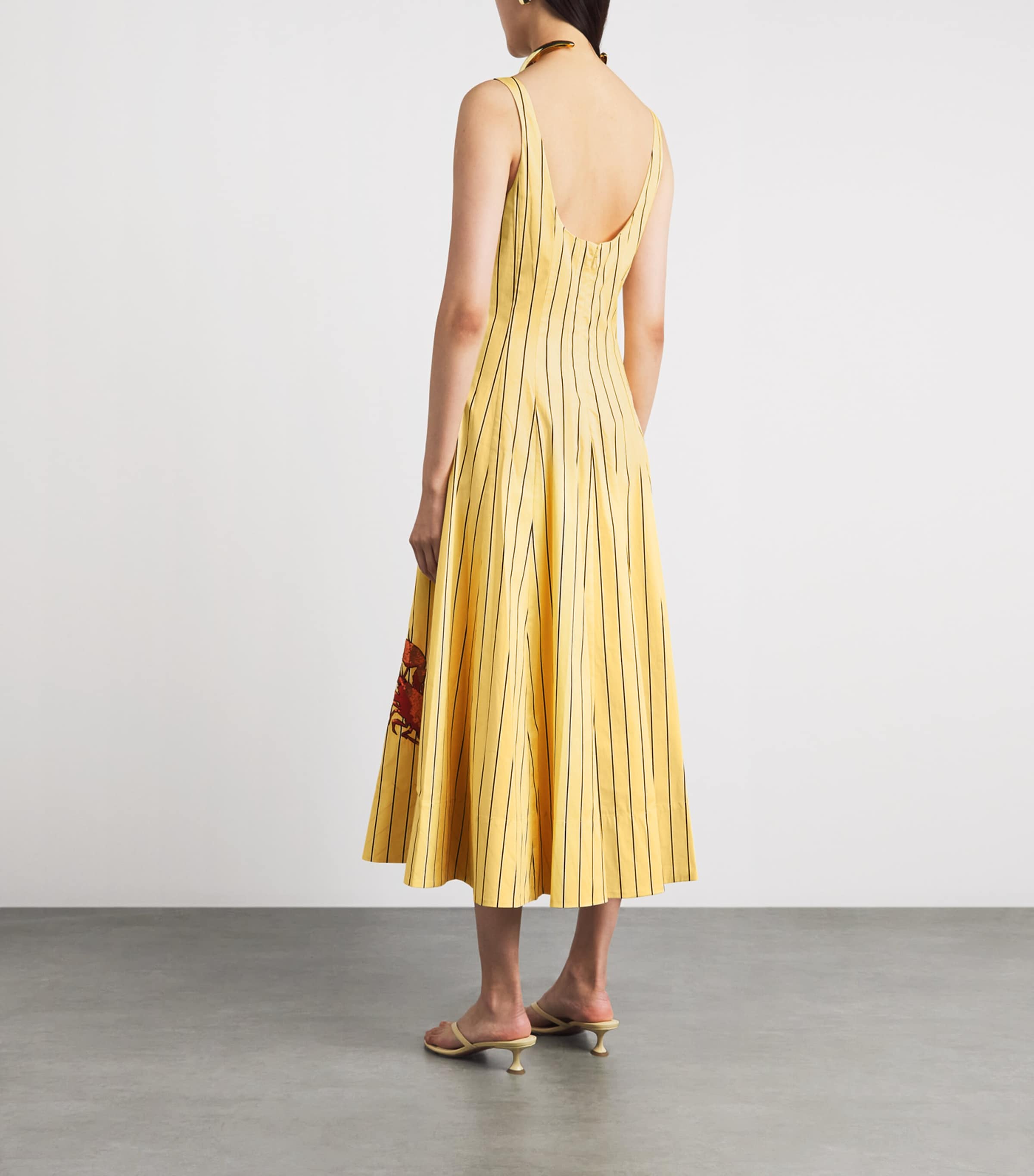 STAUD Womens Stripe Wells Midi Dress Mndy Strp Lbstr Image 4