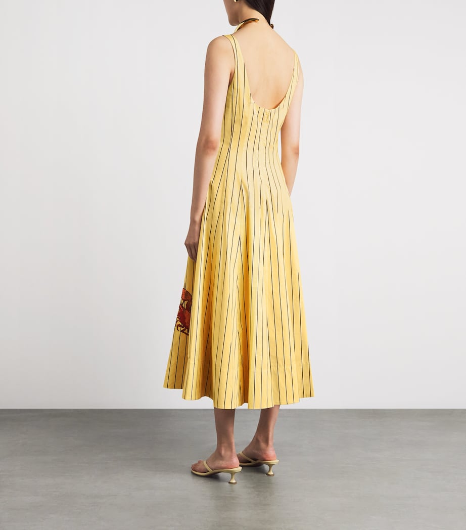 STAUD Womens Stripe Wells Midi Dress Mndy Strp Lbstr Image 4