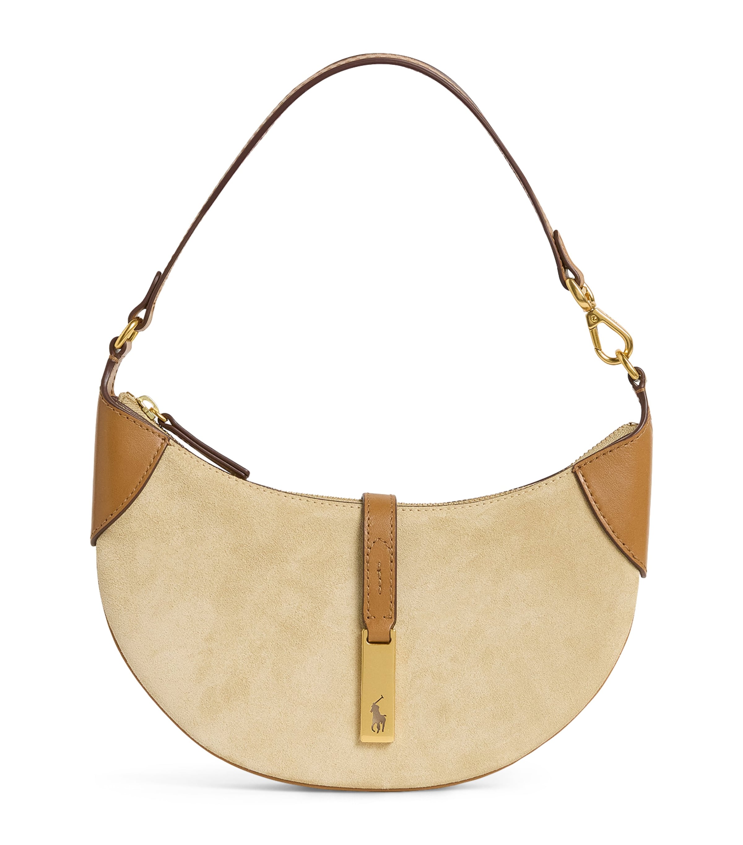 Polo Ralph Lauren Mini Suede Id Shoulder Bag In Sand