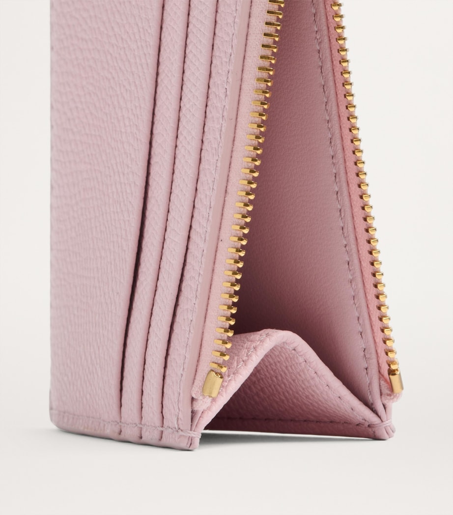 Leather VLogo Signature Zipped Card Holder 16Q Image 4