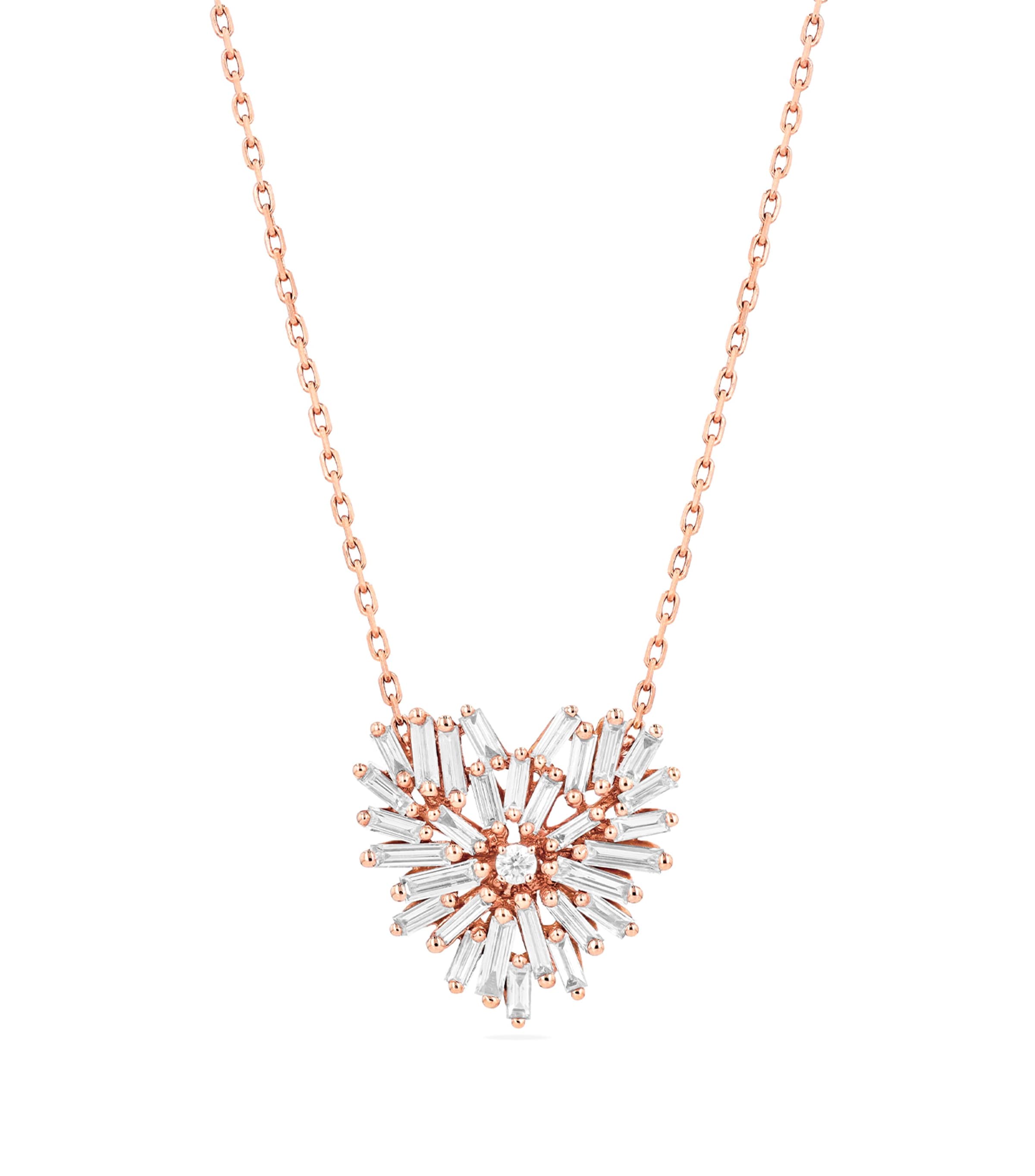 Suzanne Kalan Rose Gold and Diamond Small Heart Pendant Necklace Rg/wd Image 2