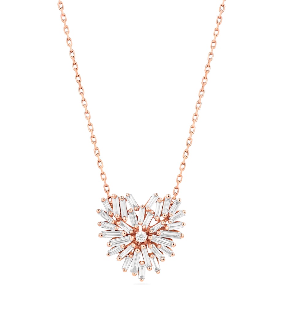 Suzanne Kalan Rose Gold and Diamond Small Heart Pendant Necklace Rg/wd Image 2