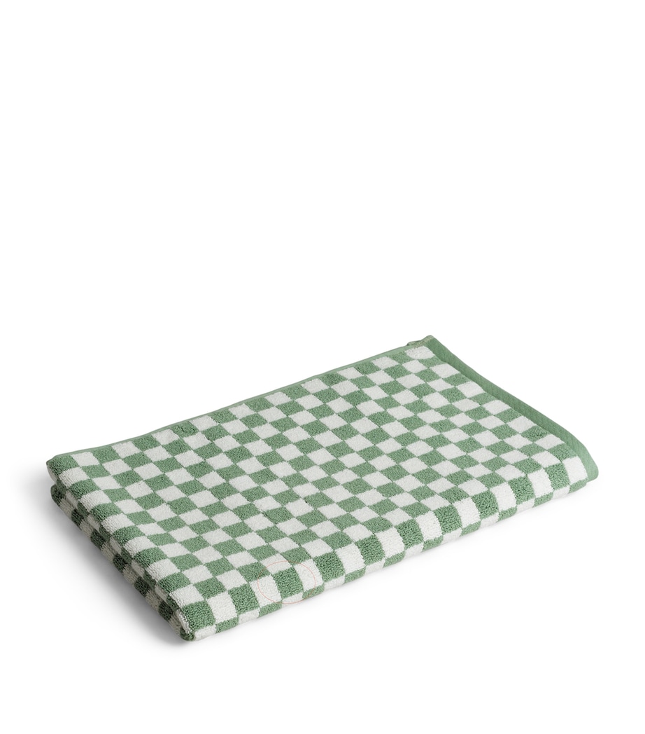Check Beppu Bath Mat (50cm x 80cm) SAGE / CHALK Image 1