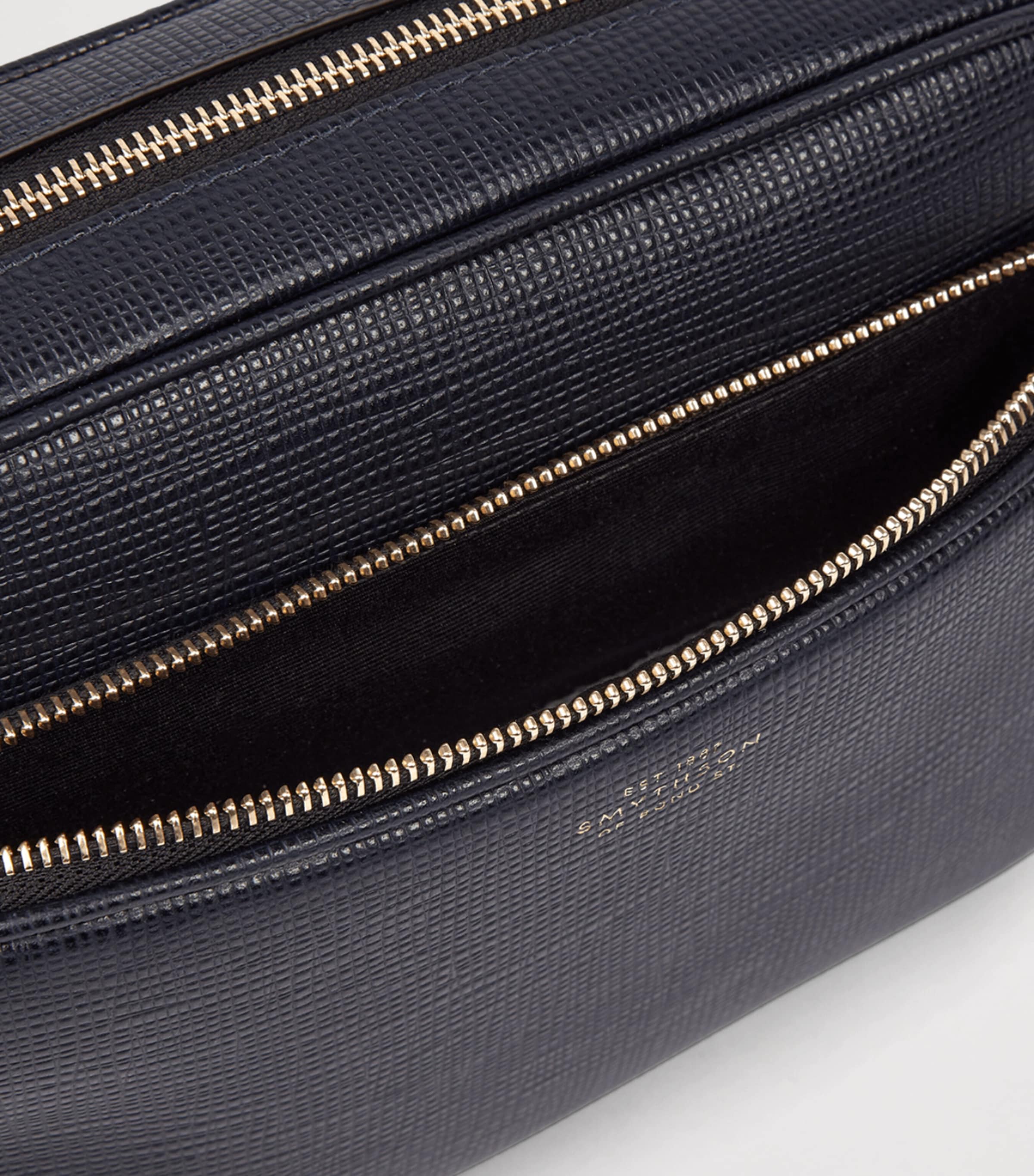 Smythson Leather Panama Cross-Body Bag Navy Image 7