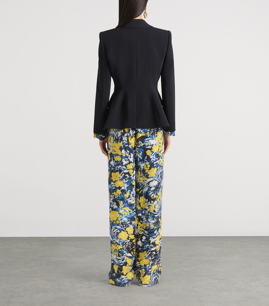 Viscose Floral Print Trousers BLUE/YELLOW Image 3