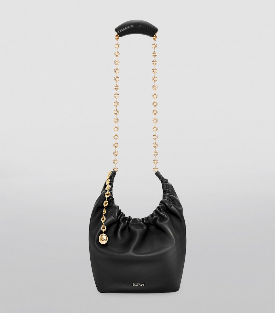 Small Leather Squeeze Top-Handle Bag BLACK Image 6
