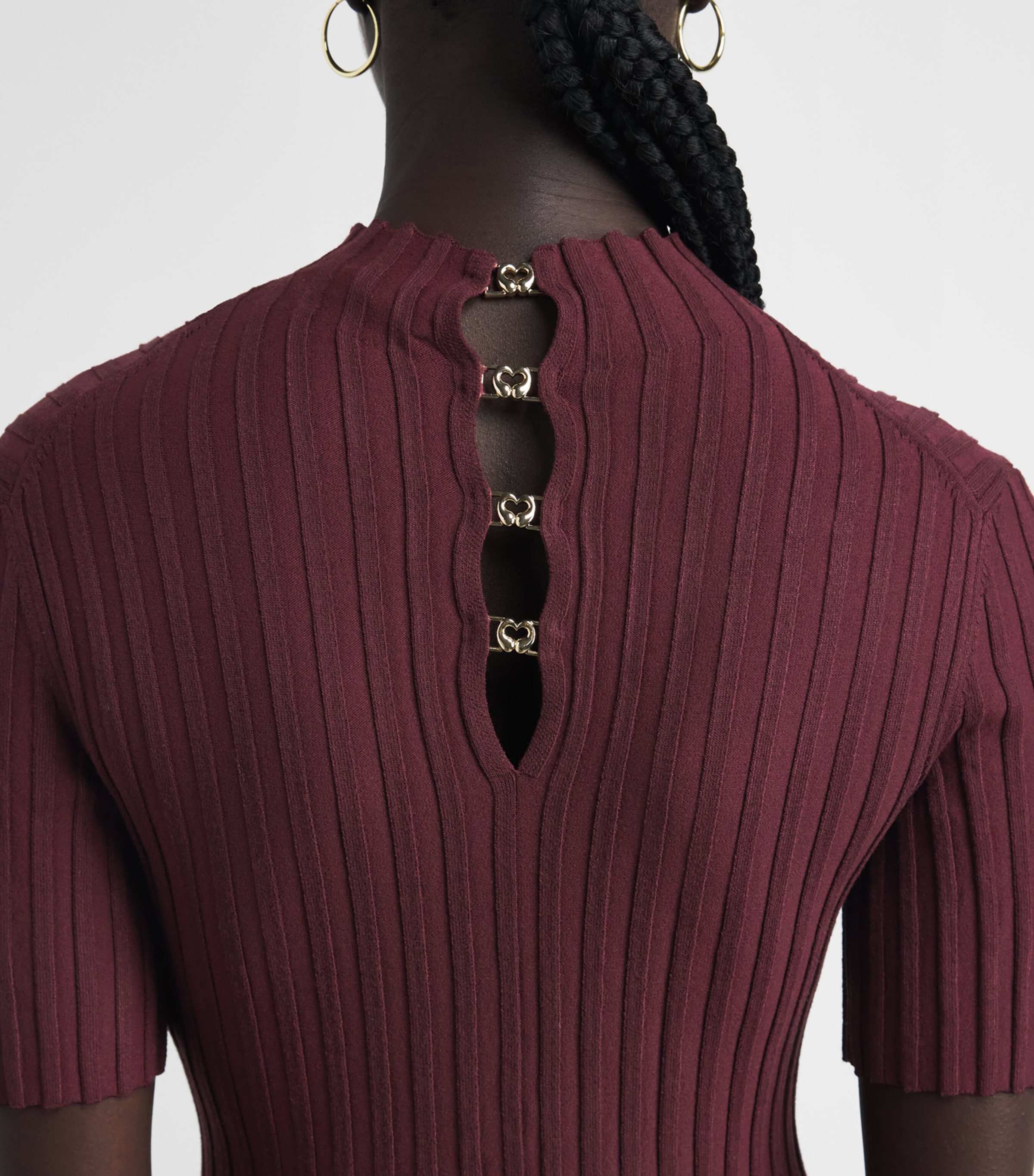 Maje Womens High-Neck Mini Skater Dress Burgundy Image 5