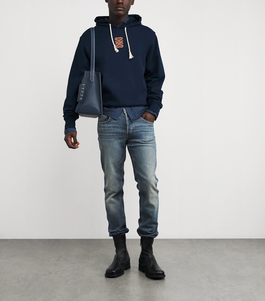 Cotton Patch-Detail Hoodie NAVY BLUE Image 2