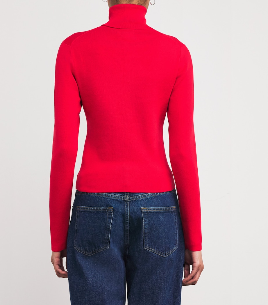 Cotton-Blend Rollneck Sweater RED Image 4
