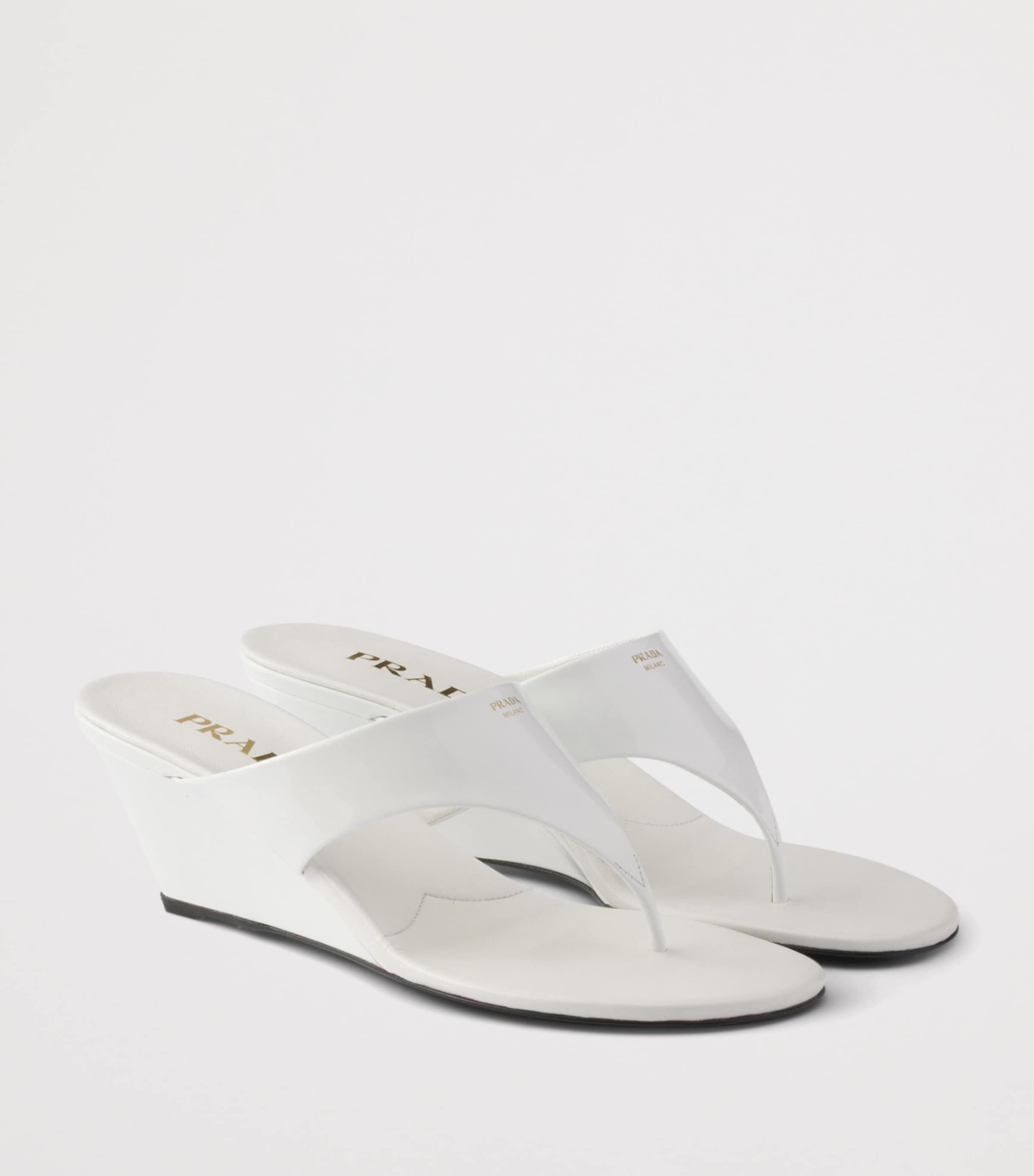 Prada Patent Leather Wedge Thong Sandals 55 Image 2