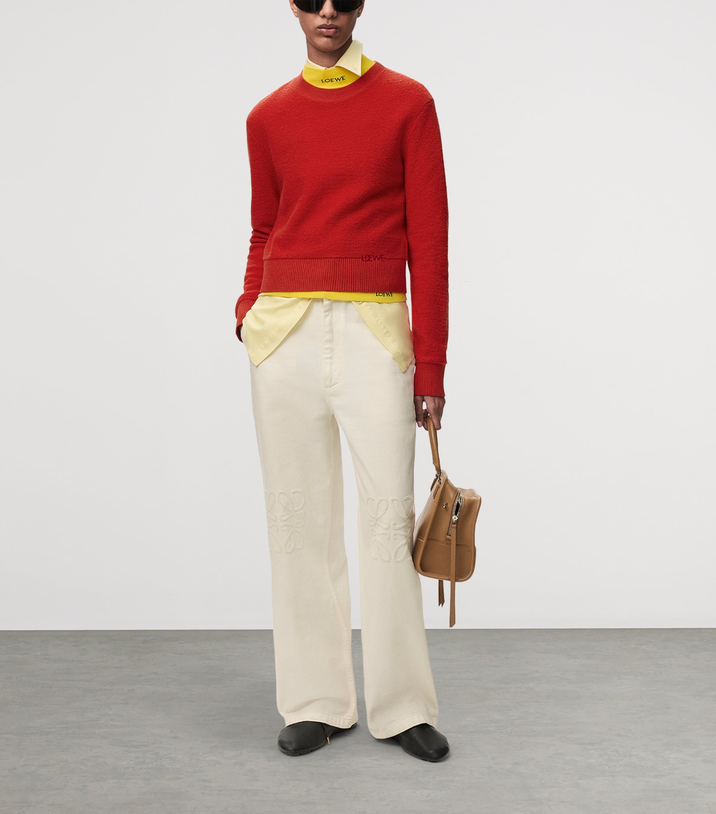 LOEWE Womens Wool-Blend Embroidered Sweater Red Image 2