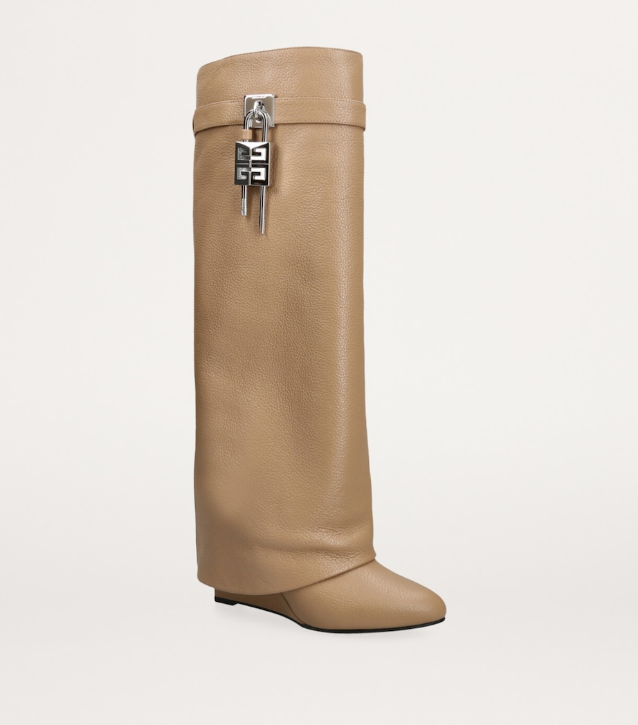 Givenchy Beige Leather Shark Lock Knee-High Boots Harrods UK