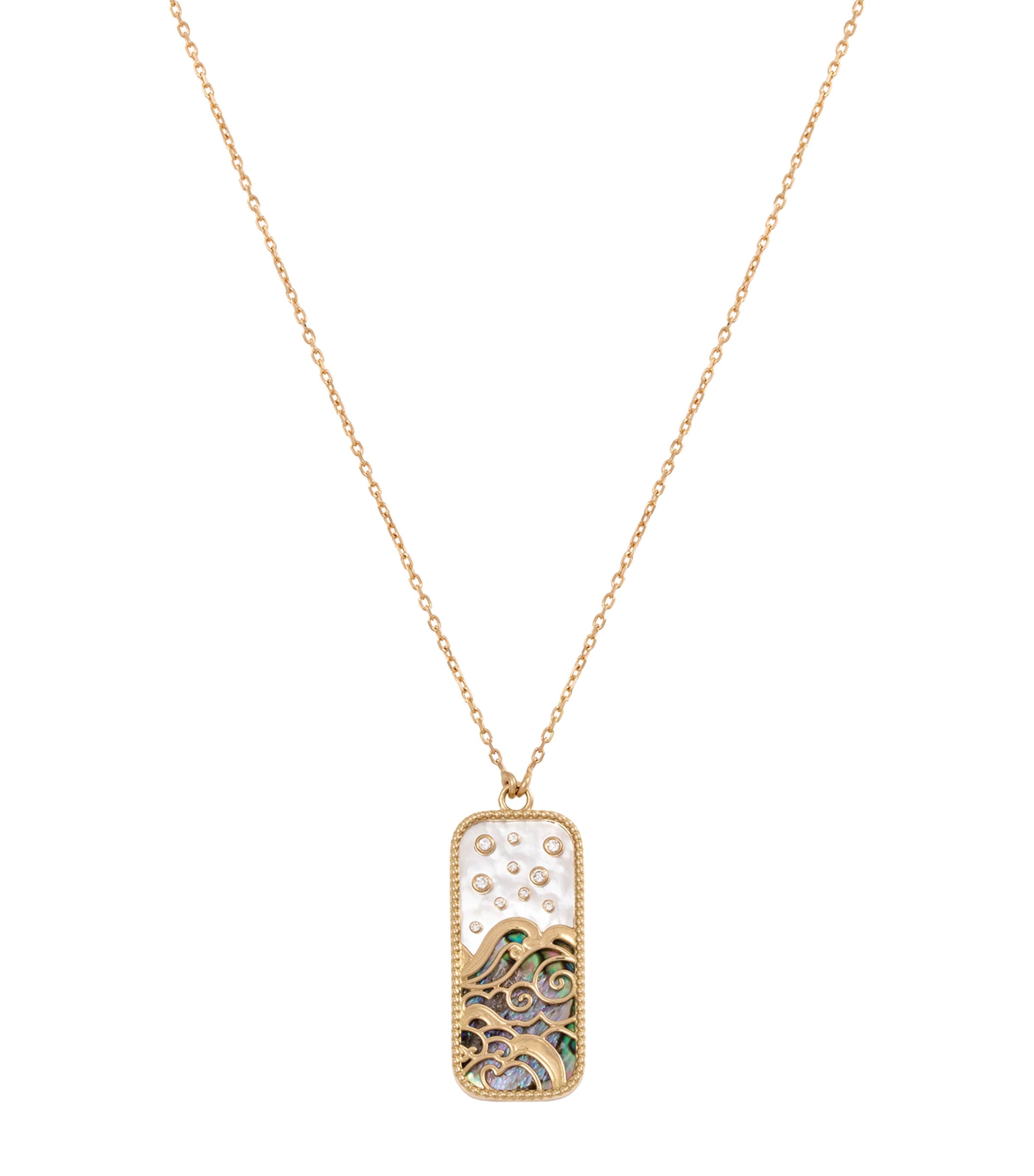 L'atelier Nawbar Yellow Gold, Diamond And Mother-of-pearl Elements Of Love Water Pendant Necklace