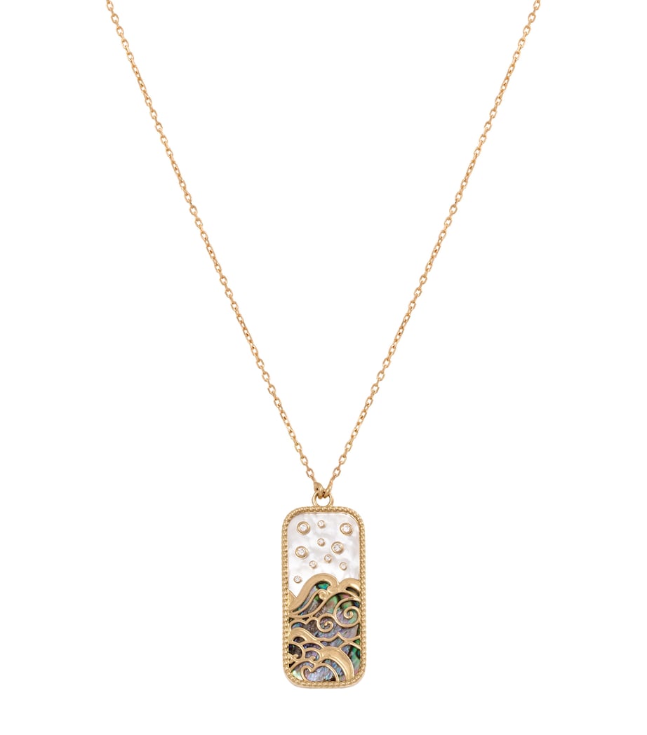 Yellow Gold, Diamond and Mother-of-Pearl Elements of Love Water Pendant Necklace YELLOW GOLD Image 1