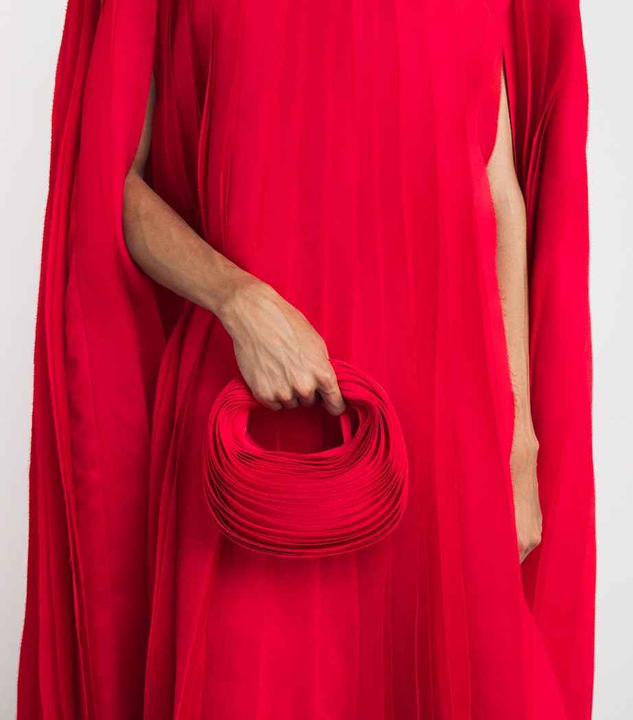 Silk Gazar Pleated Cape RED Image 4