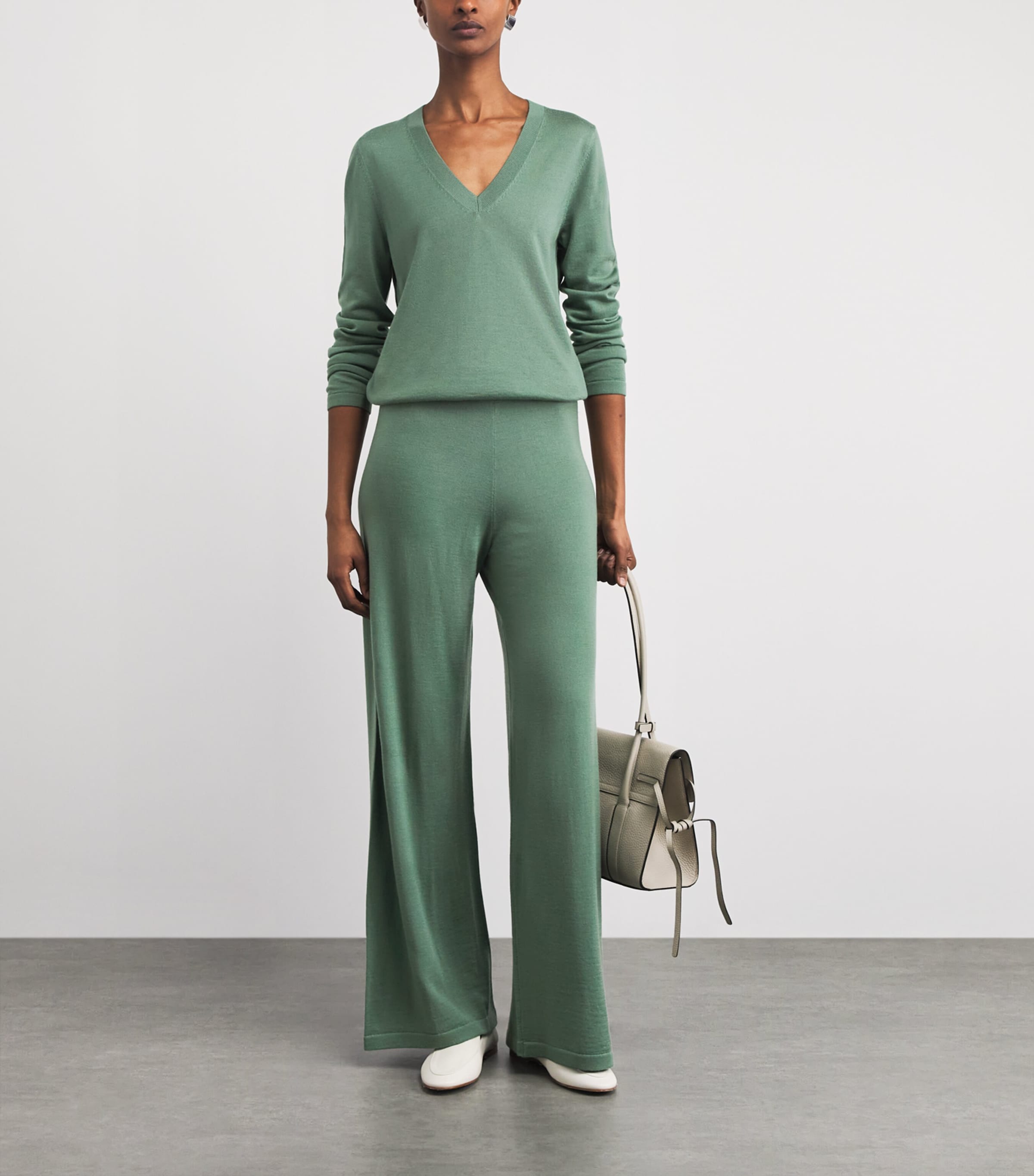 Falke Womens Merino Wool V-Neck Sweater Sea Breeze Image 2