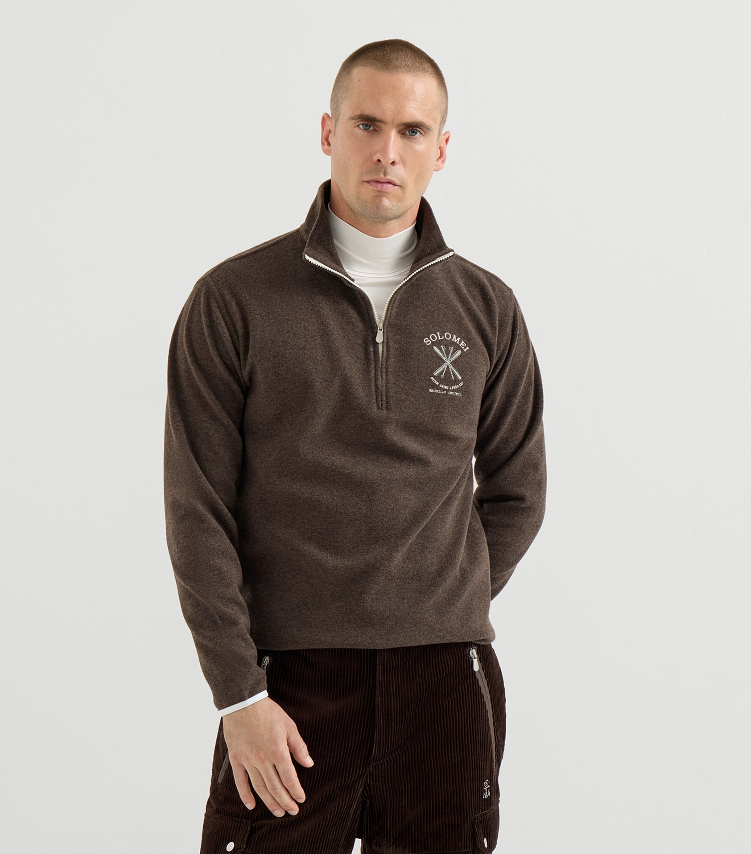 Brunello Cucinelli Mens Cashmere-Blend Quarter-Zip Sweatshirt Image 2