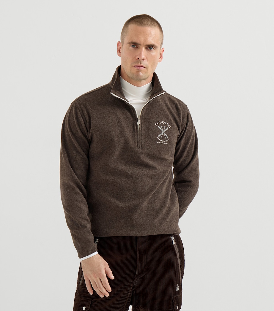 Brunello Cucinelli Mens Cashmere-Blend Quarter-Zip Sweatshirt Image 2