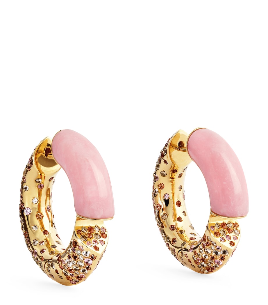Tabayer Yellow Gold, Sapphire and Pink Opal Oera Earrings Yellow Gold Image 1