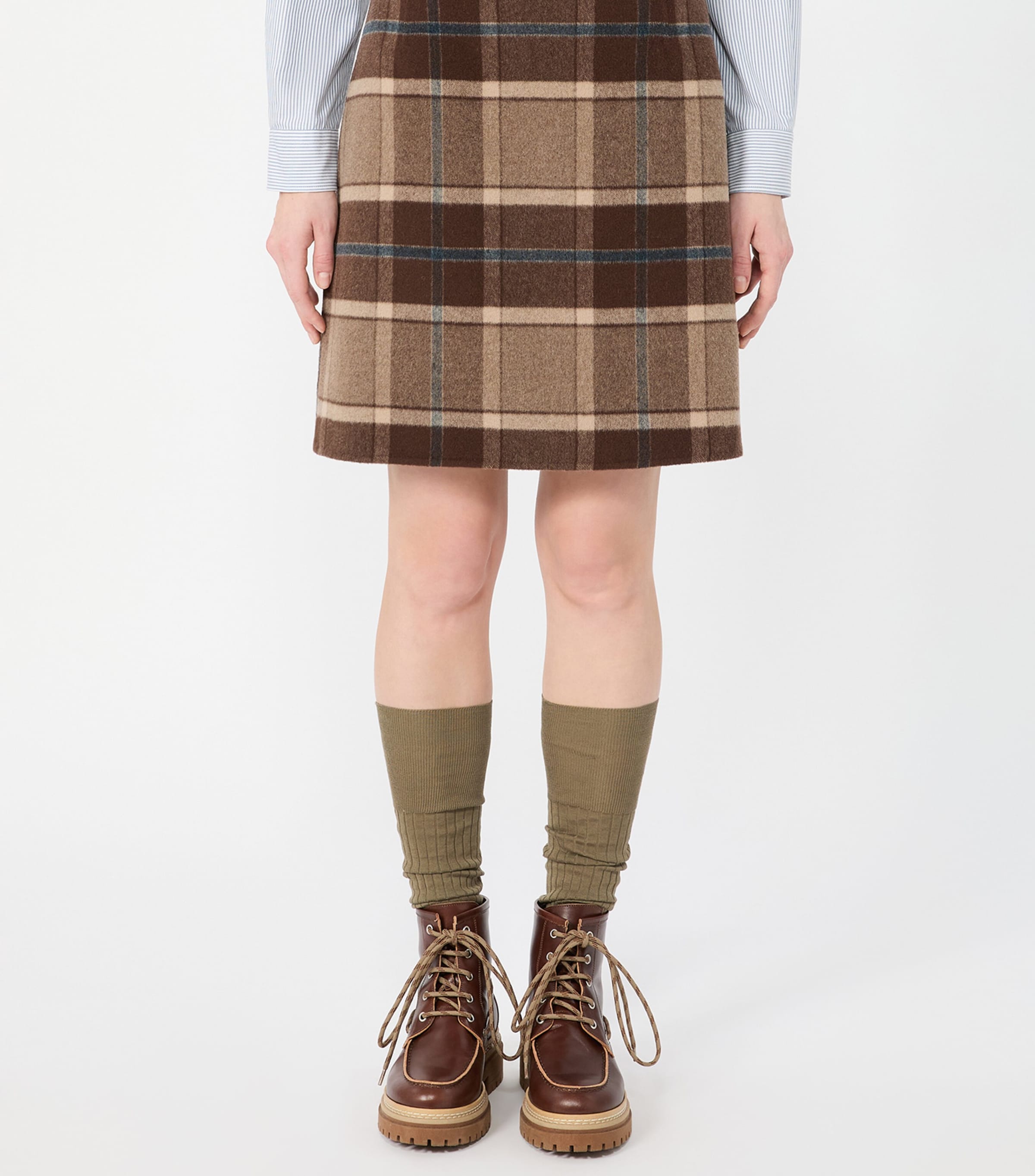Weekend Max Mara Womens Virgin Wool Check Mini Skirt Brown Image 3