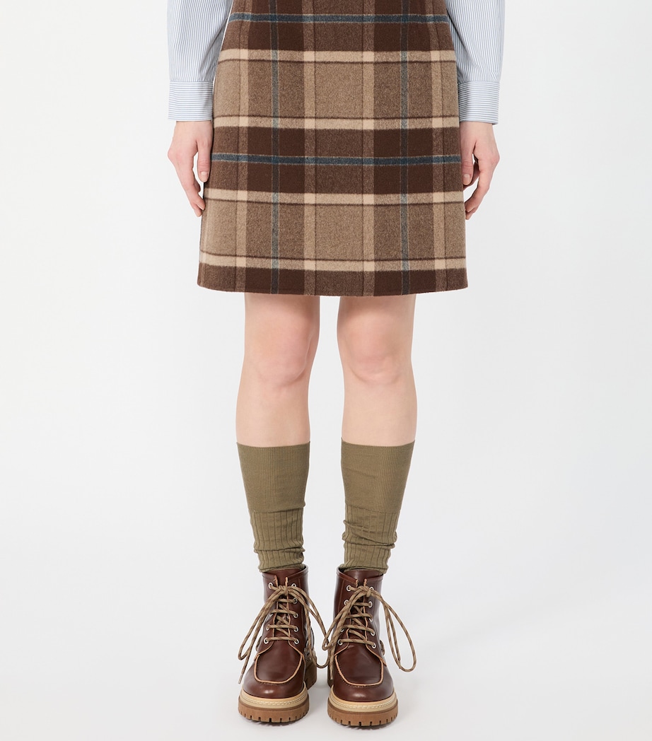 Weekend Max Mara Womens Virgin Wool Check Mini Skirt Brown Image 3