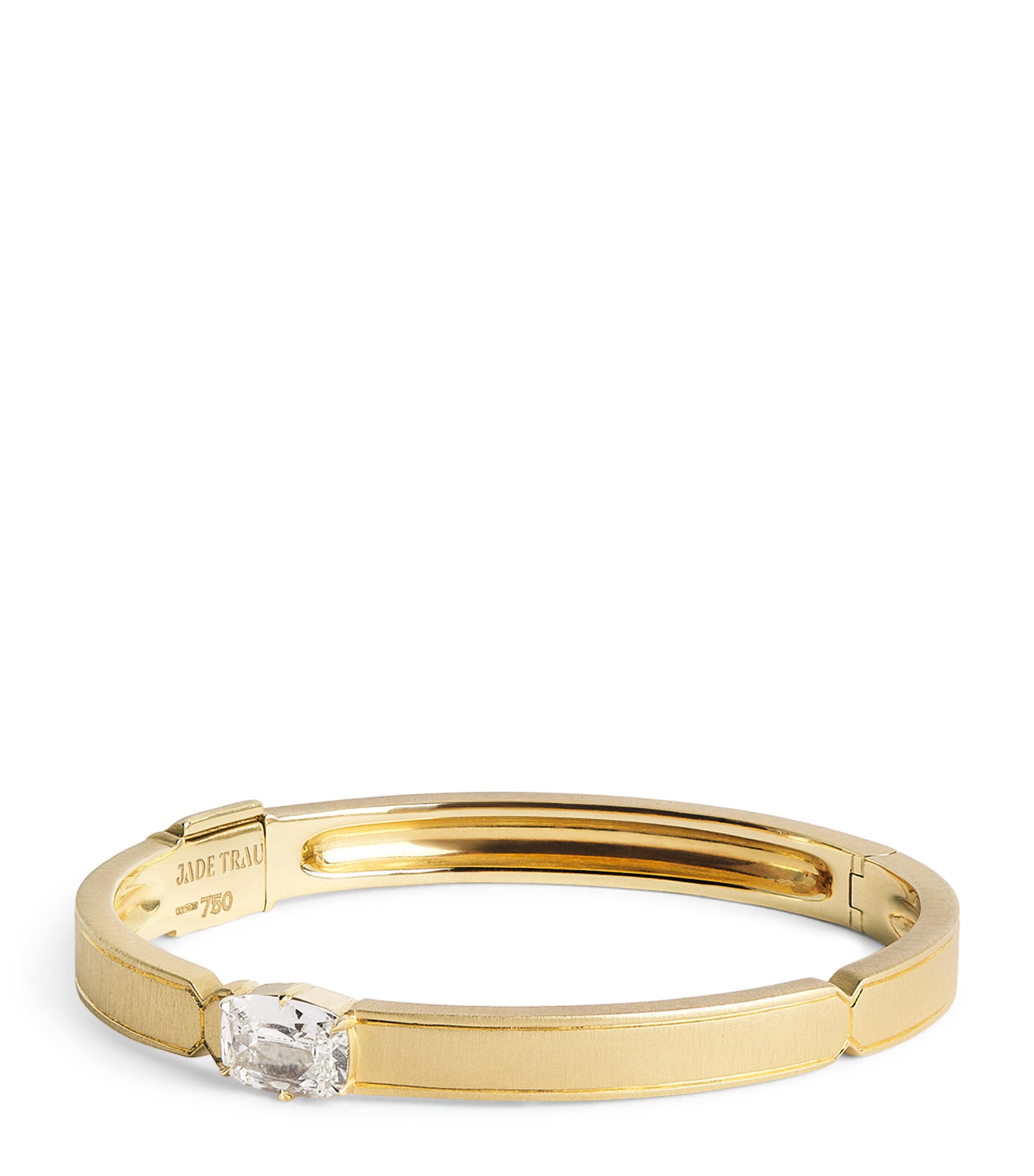 Jade Trau Small Yellow Gold And Diamond One Of A Kind Billie Bangle In Gold