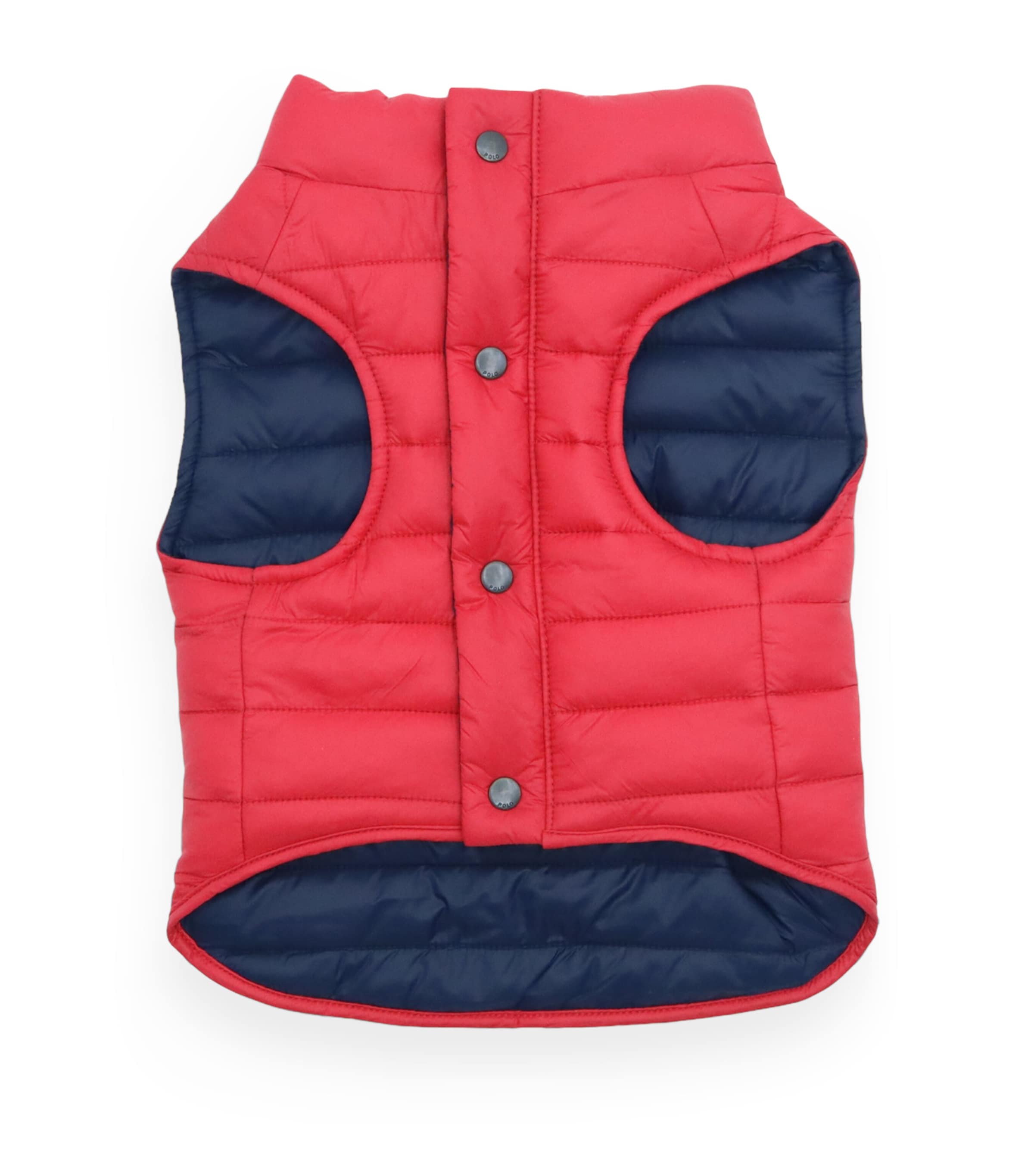 Reversible Puffer Dog Jacket (S) RED/HUNTER NAVY Image 1