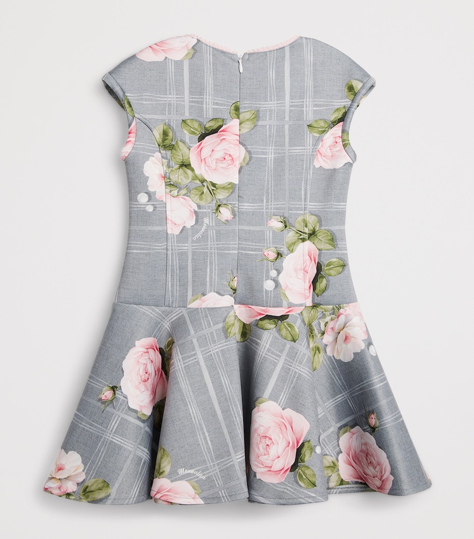 Monnalisa Rose Print Dress (4-14 Years) Grigio Image 2