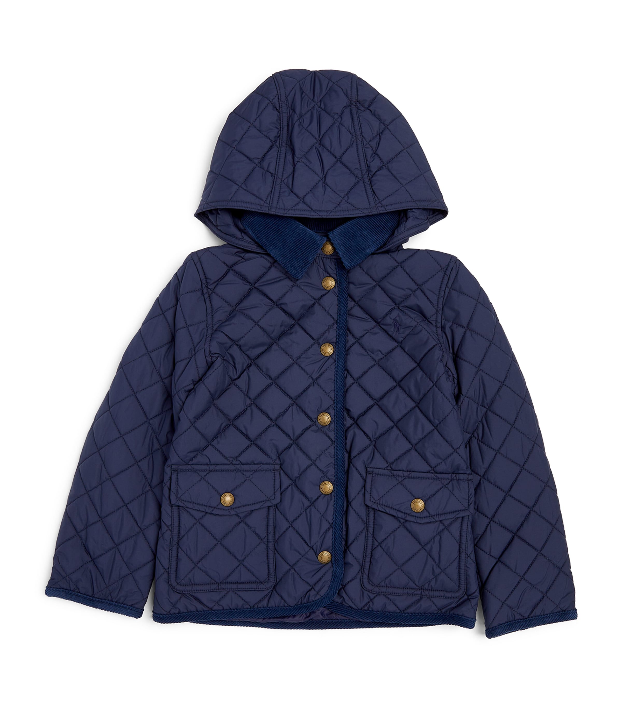 Shop Ralph Lauren Hooded Quilted Jacket In Navy