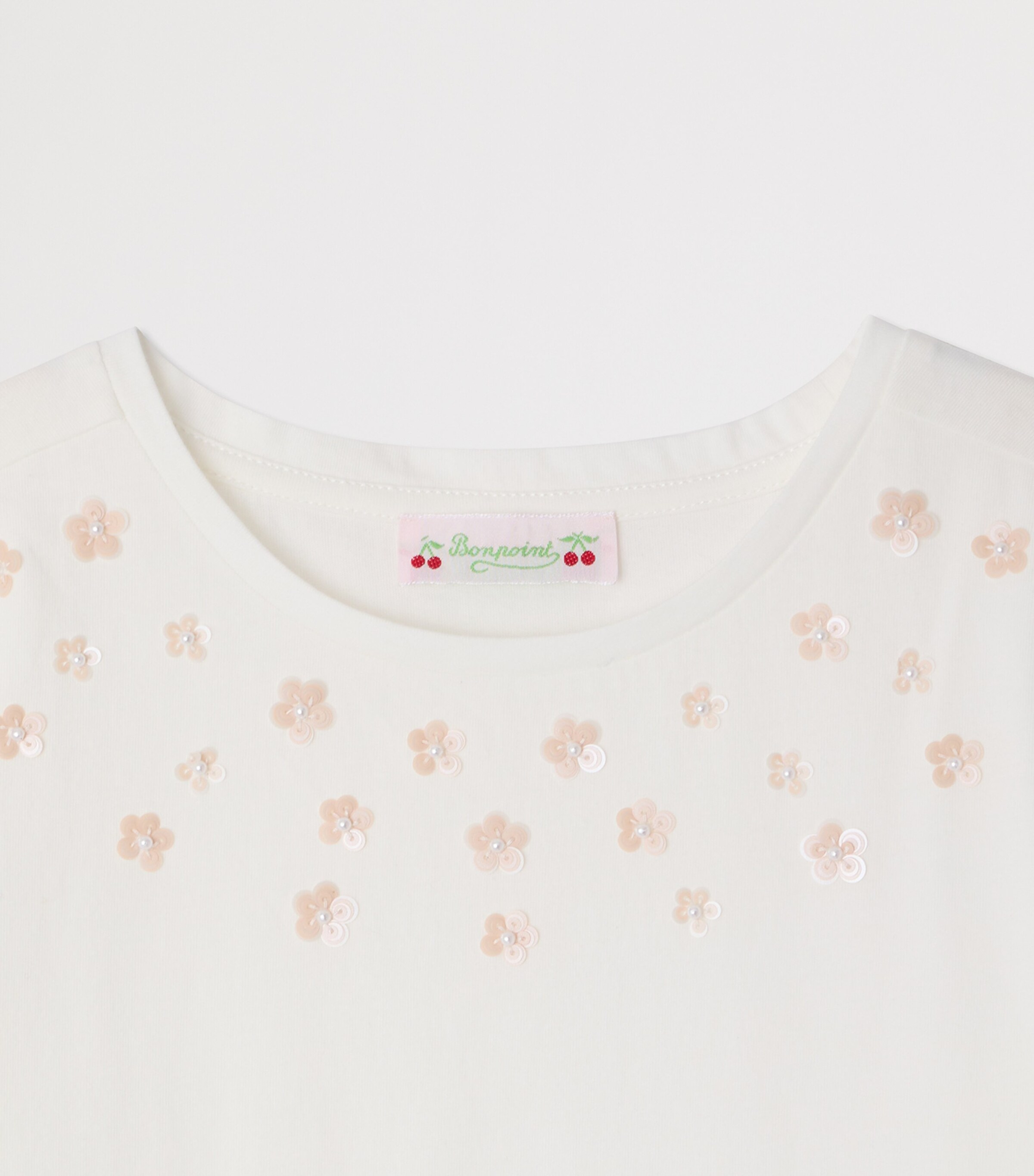 Bonpoint Cotton Embellished T-Shirt (10-14 Years) Upb Ecru Image 3