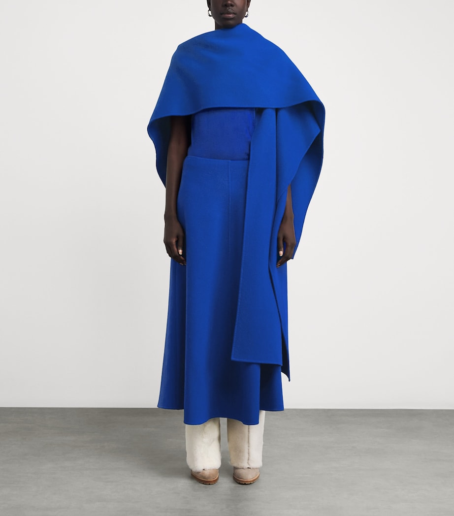 Wool-Cashmere Detachable Cape Coat GALAXY BLUE Image 4