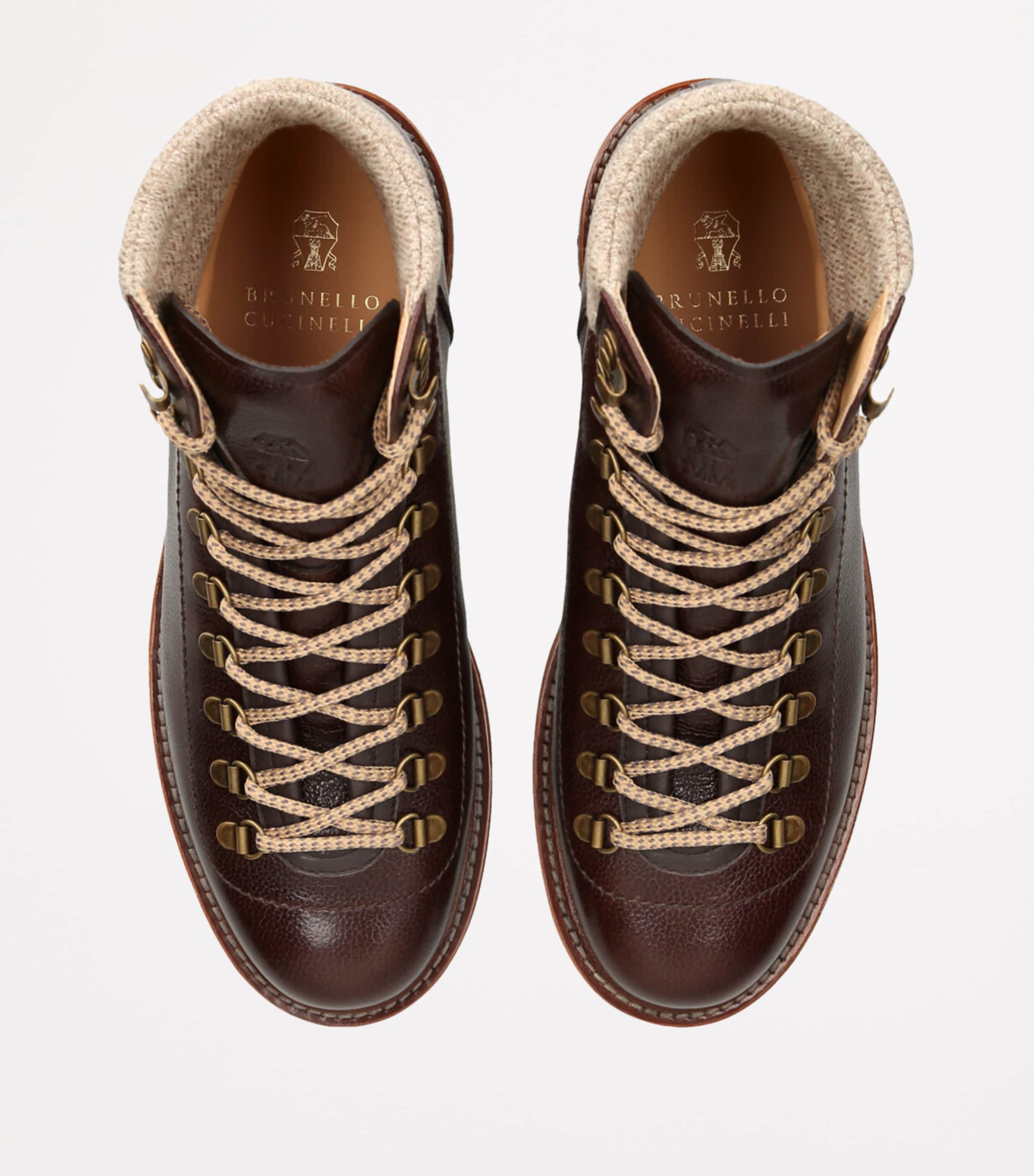 Leather Wool-Trim Mountain Boots DARK BROWN Image 4