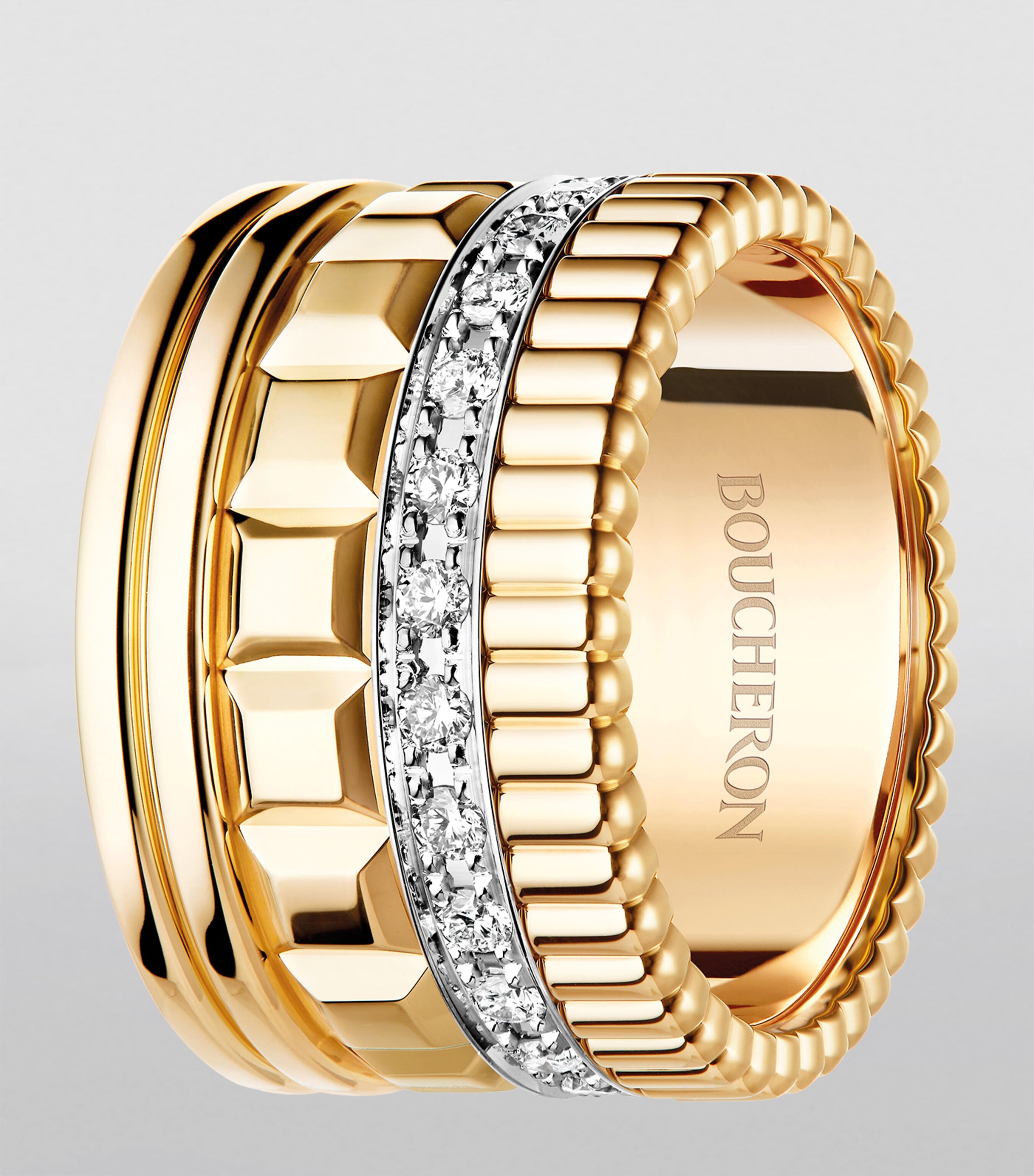 Large Yellow Gold and Diamond Quatre Radiant Ring NO COLOUR Image 3