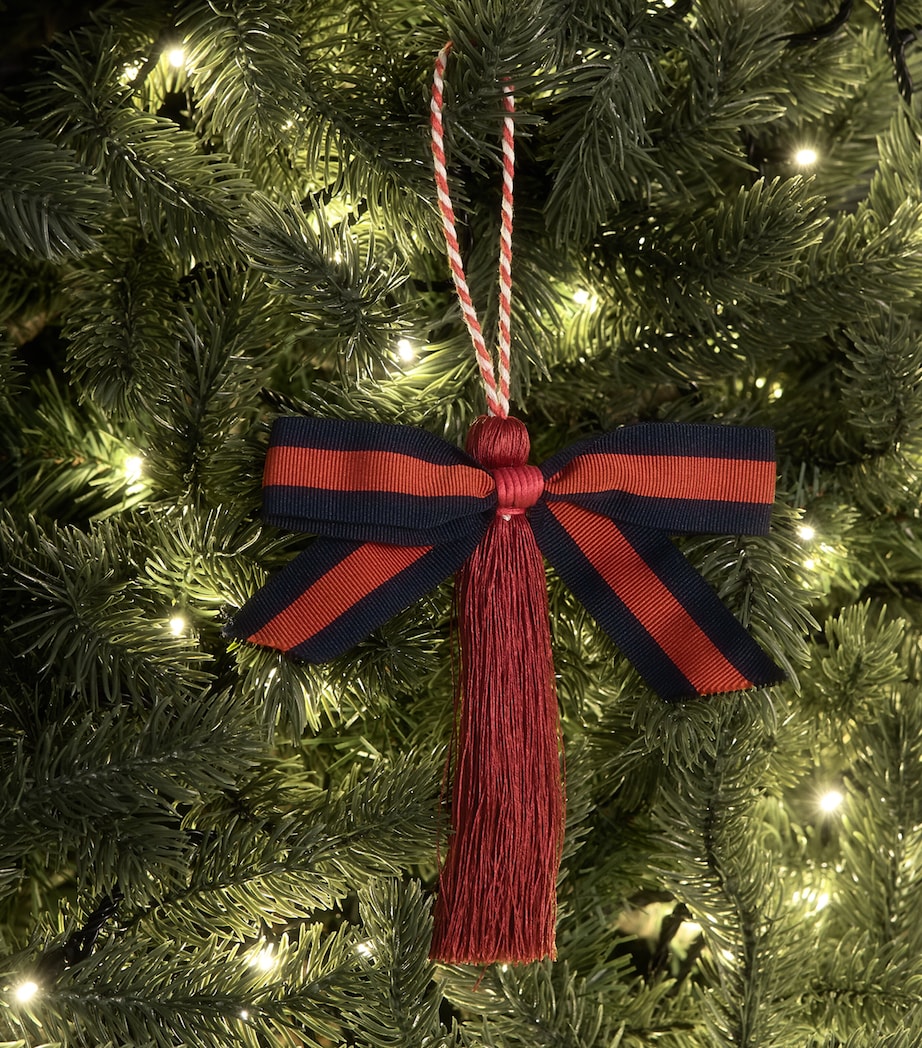 Jessica Light Bow and Tassel Tree Decoration Dark Red/navy Image 3
