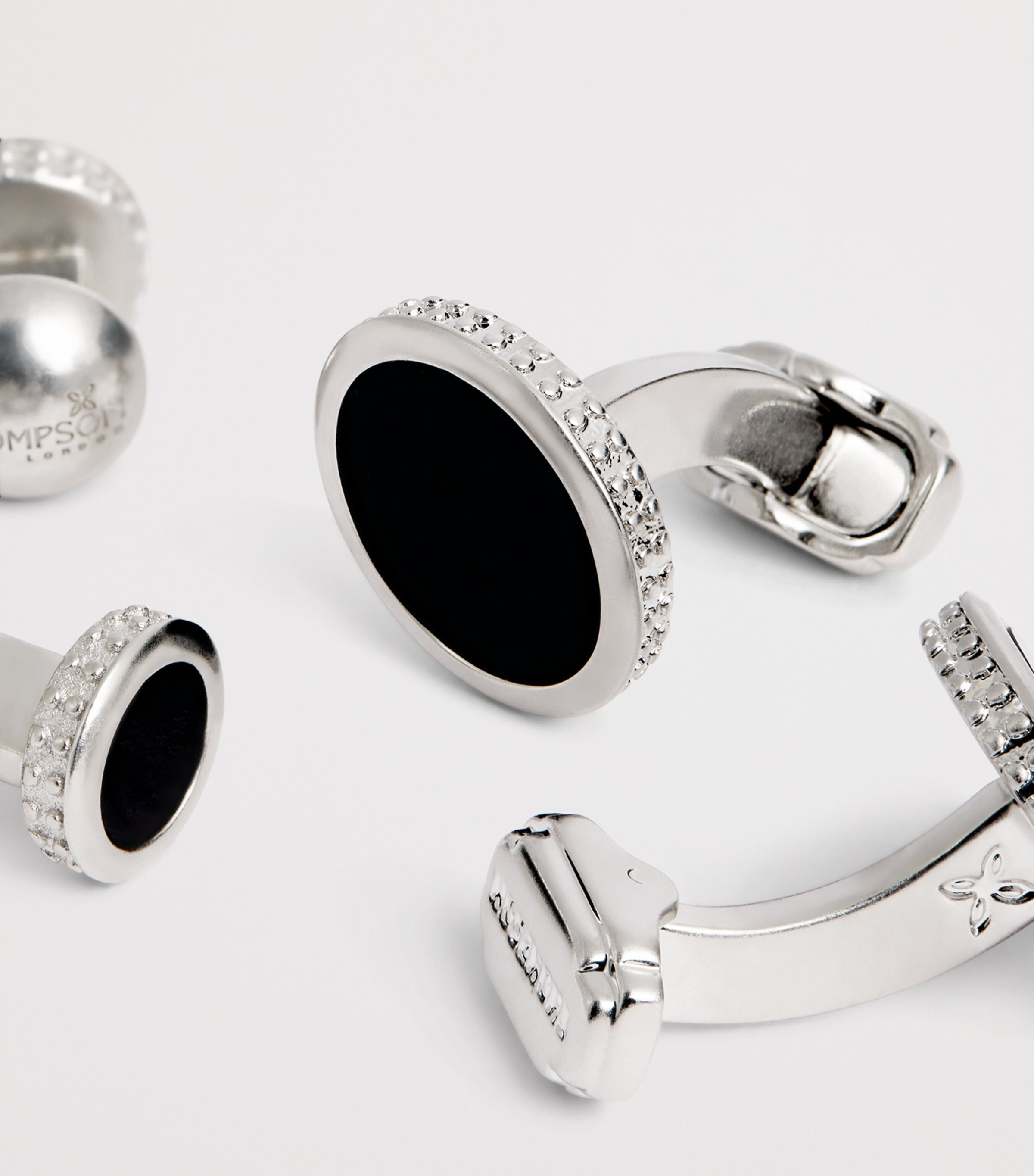 Thompson Black Agate Cufflinks And Studs Set BLACK Image 5