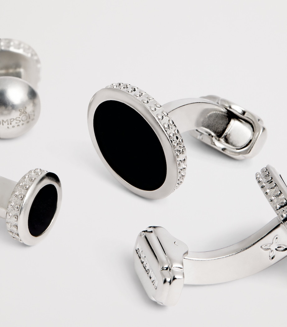 Thompson Black Agate Cufflinks And Studs Set BLACK Image 5