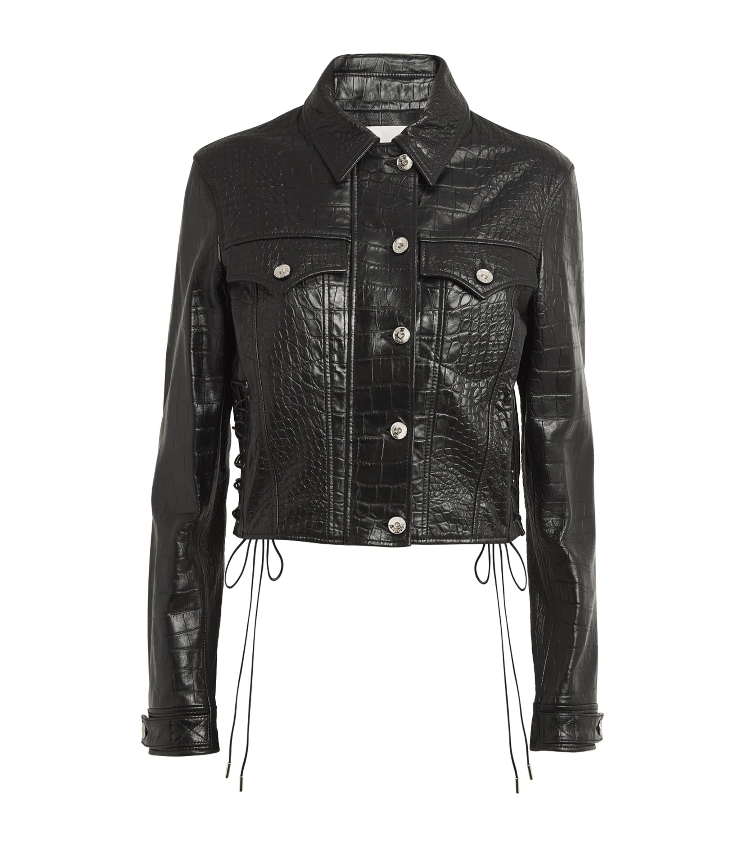 RABANNE LEATHER CROC-EMBOSSED JACKET 