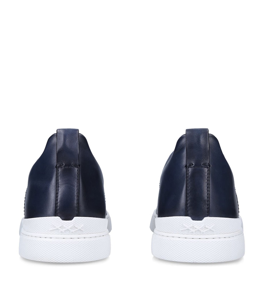 Zegna Crocodile Leather Triple Stitch Sneakers Navy Image 2