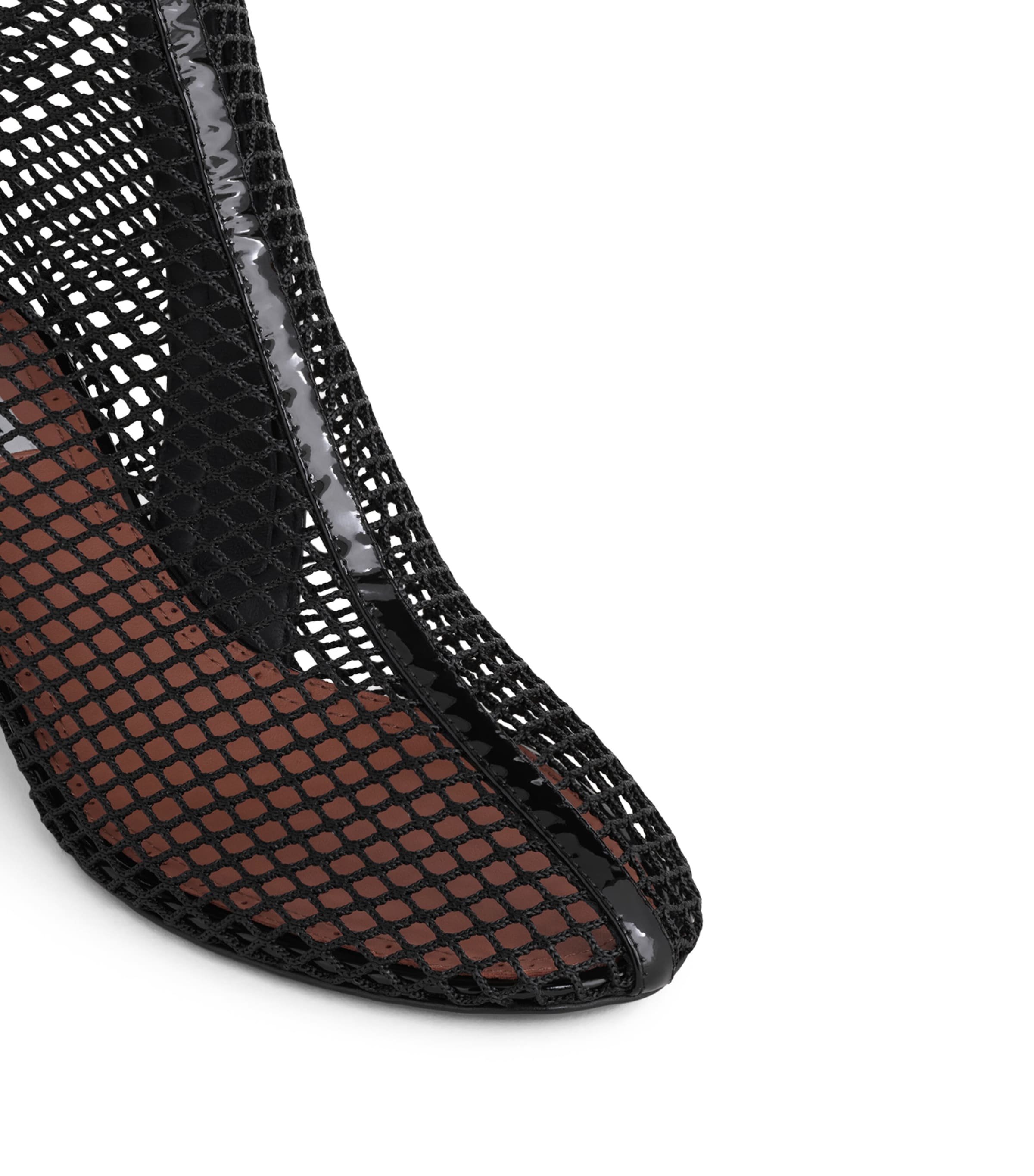 Alaïa Leather Mesh Ankle Boots 55 Black Image 4