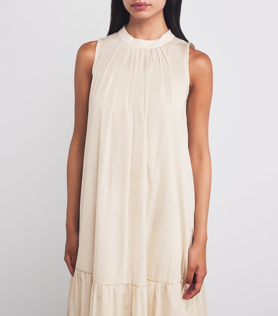 Canvas Pleat-Neck Maxi Dress SAND Image 4