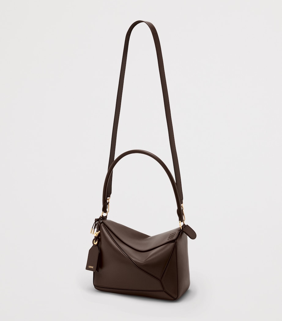 LOEWE Womens Medium Leather Puzzle Top-Handle Bag Dark Chestnut Image 5
