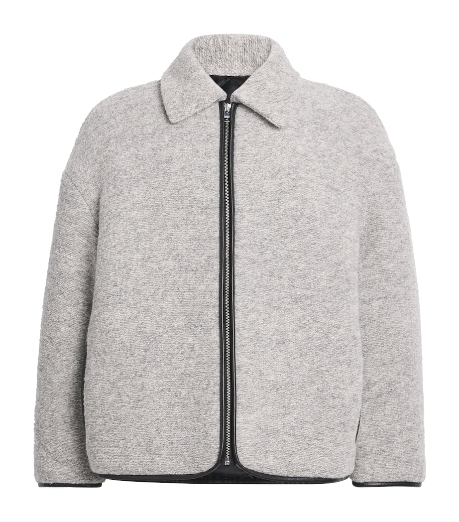 Wool-Blend Contrast Trim Jacket LIGHT GREY MELANGE Image 1