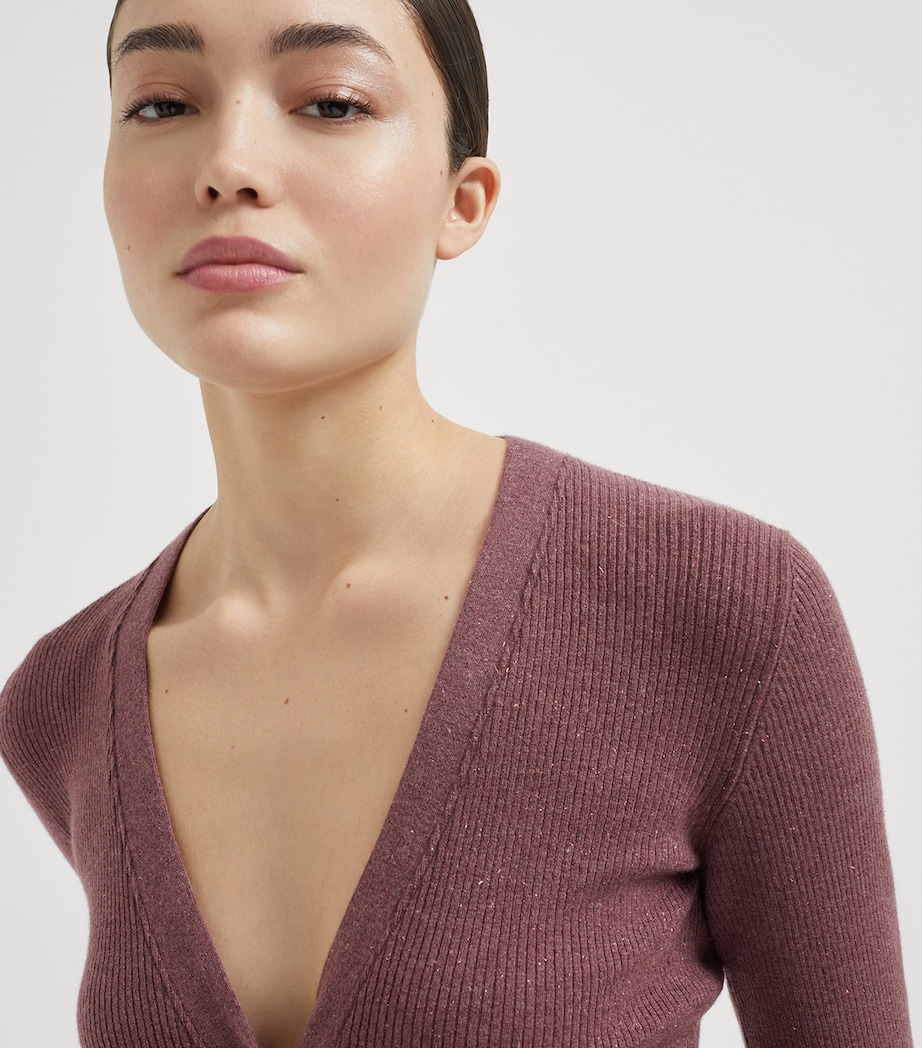 Sparkling Cashmere Rib-Knit Cardigan C4238 Image 6