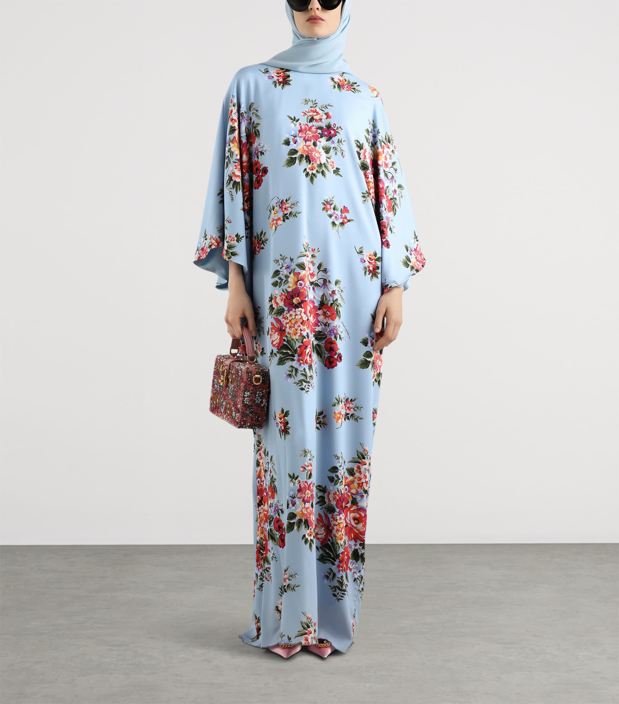 Dolce&Gabbana Womens Silk-Blend Floral Maxi Dress Mazz Image 2