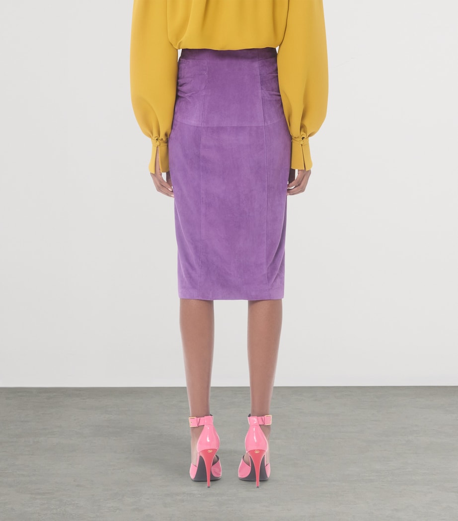 Valentino Womens Suede Gathered Midi Skirt Image 4