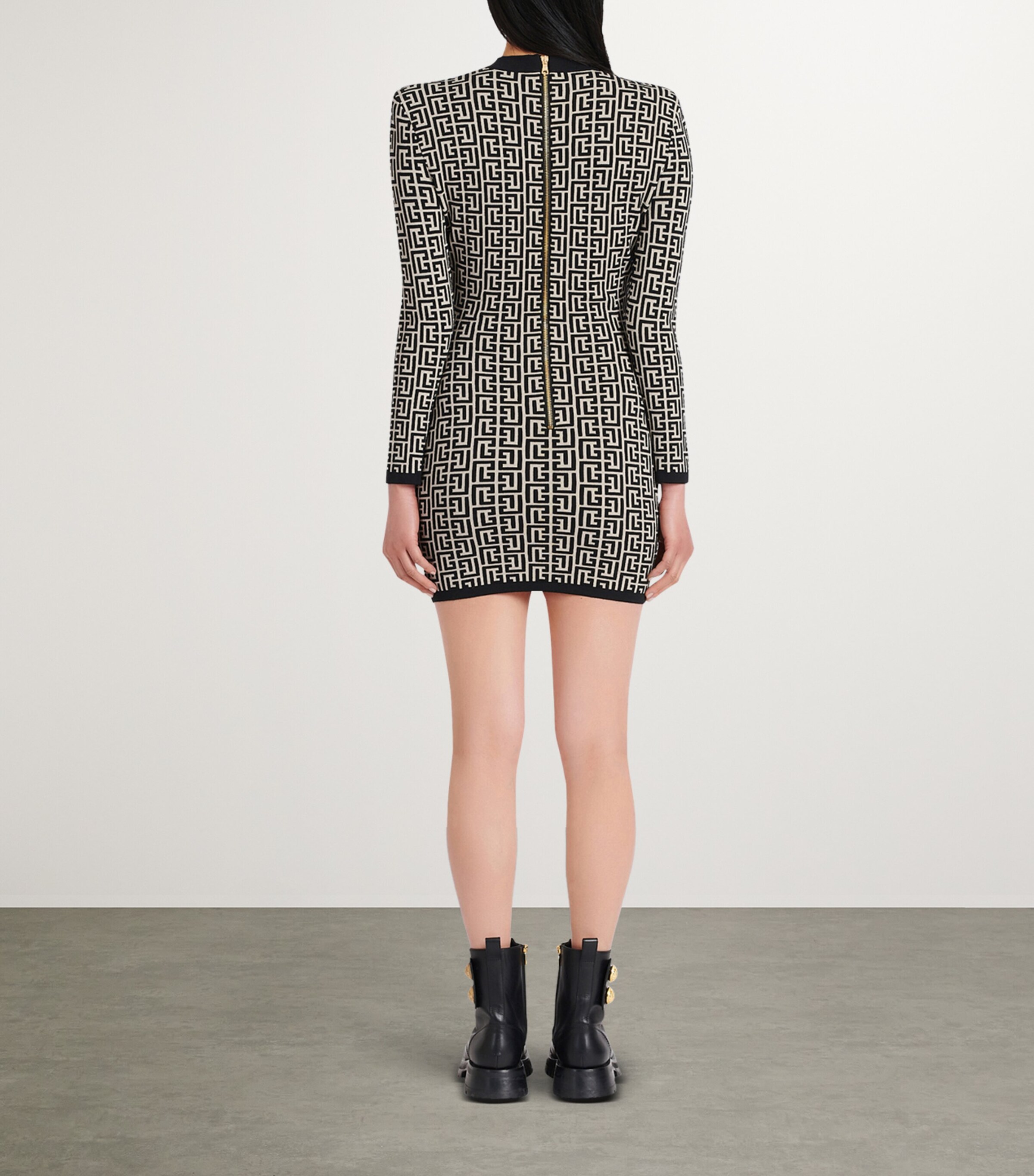 Jacquard Monogram Mini Dress GFE IVOIRE/NOIR Image 4