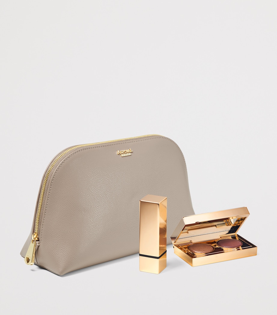 Small Leather Cosmetic Case TAUPE Image 3